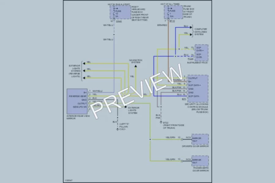 2002 Jaguar XJSport Power Mirrors wiring diagram preview