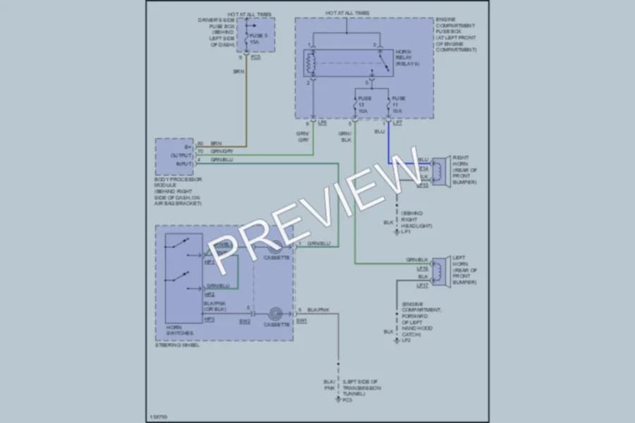 2002 Jaguar XKR Horn wiring diagram preview