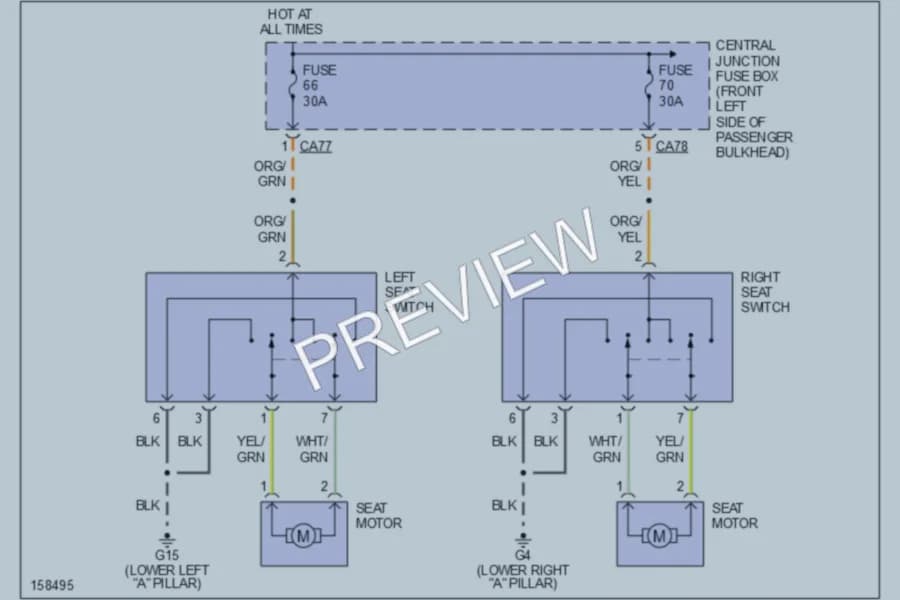 2002 Jaguar XType Power Seats wiring diagram preview