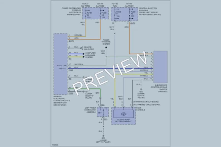 2002 Jaguar XType Power Top Sunroof wiring diagram preview