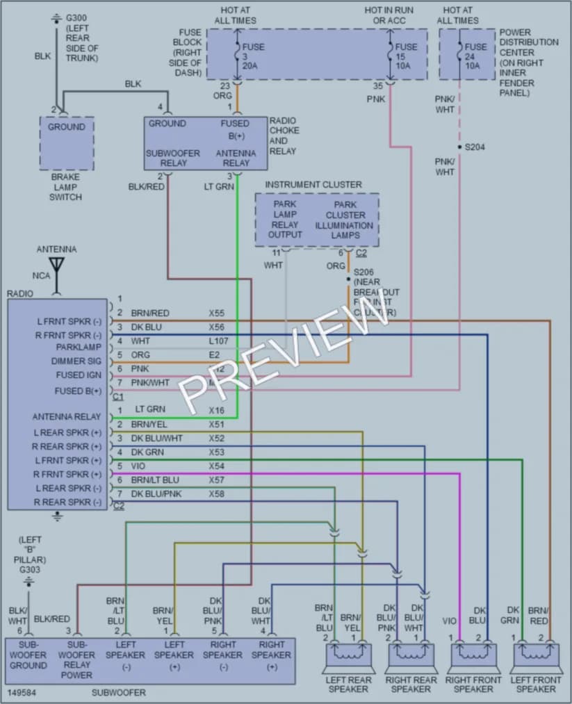 2002 Jeep Wrangler Radio wiring diagram preview