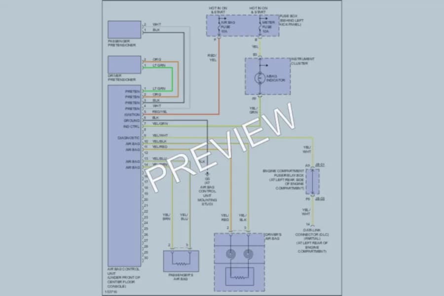 2002 Kia Spectra Supplemental Restraints wiring diagram preview