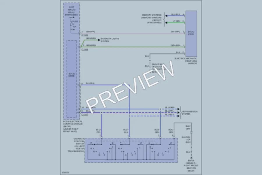 2002 LandRover RangeRover Power Mirrors wiring diagram preview