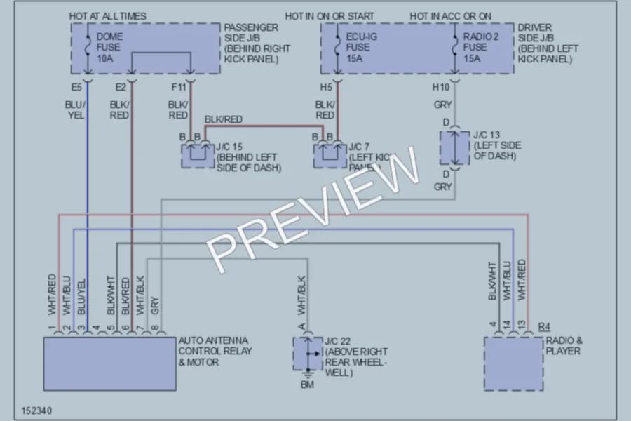 2002 Lexus GS430 Power Antenna wiring diagram preview
