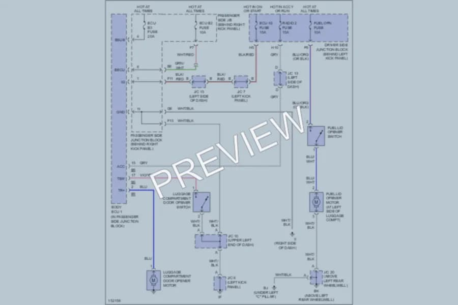 2002 Lexus GS430 Trunk Tailgate Fuel Door wiring diagram preview