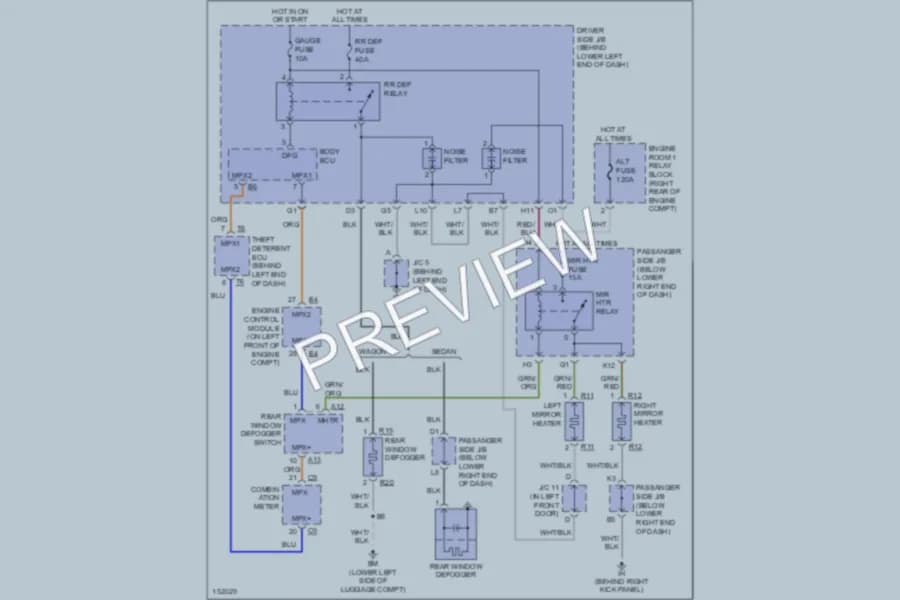 2002 Lexus IS300 Defoggers wiring diagram preview