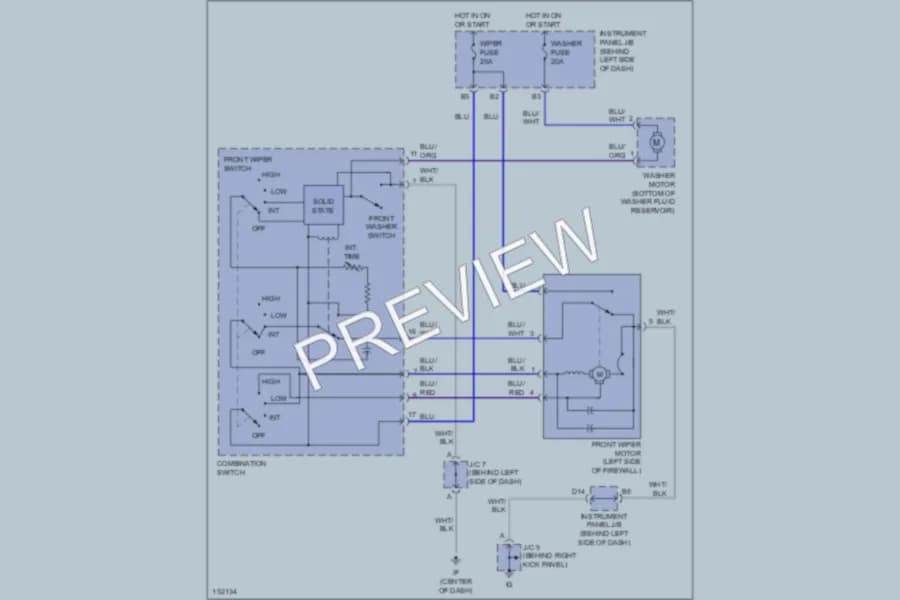 2002 Lexus RX300 Wiper Washer wiring diagram preview