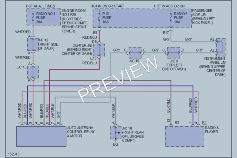 2002 Lexus SC430 Power Antenna wiring diagram preview