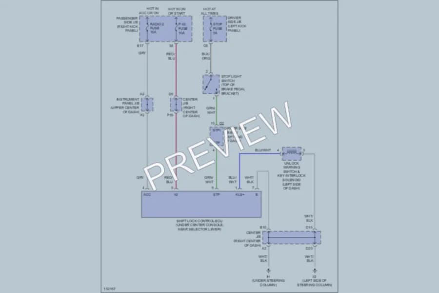 2002 Lexus SC430 Shift Interlocks wiring diagram preview