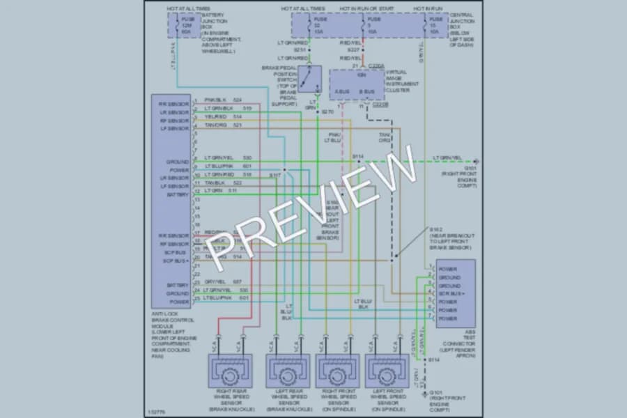 2002 Lincoln Continental Anti Lock Brakes wiring diagram preview