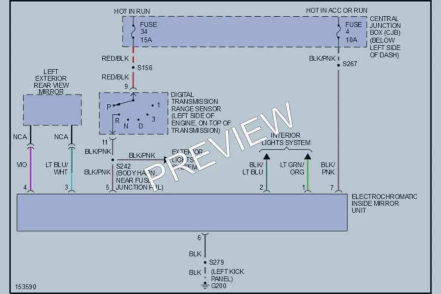 2002 Lincoln Continental Power Mirrors wiring diagram preview