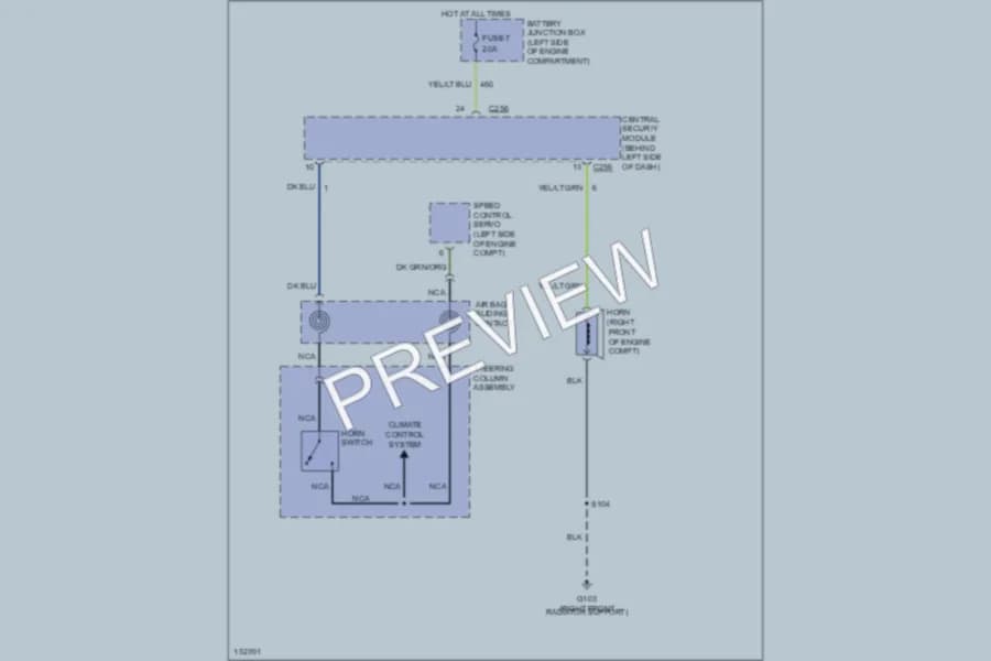2002 Lincoln Navigator Horn wiring diagram preview