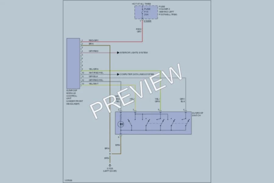 2002 MINI Cooper Power Top Sunroof wiring diagram preview