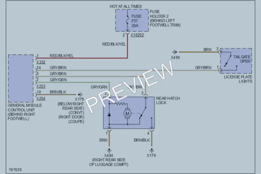 2002 MINI Cooper Trunk Tailgate Fuel Door wiring diagram preview