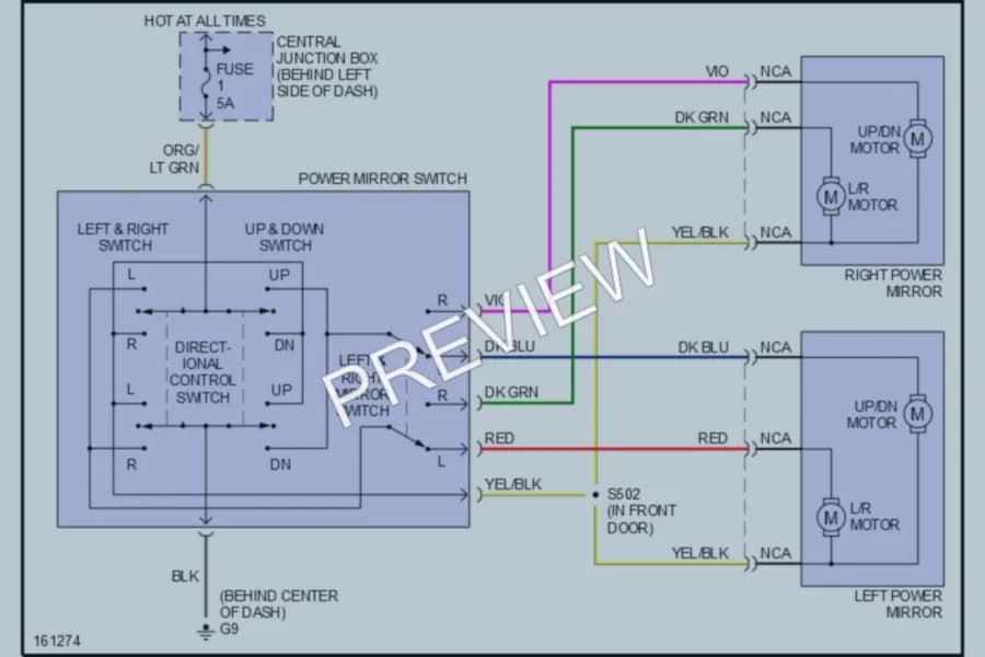 2002 Mazda B3000 Power Mirrors wiring diagram preview