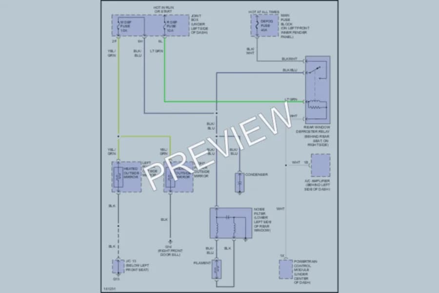 2002 Mazda Millenia Defoggers wiring diagram preview
