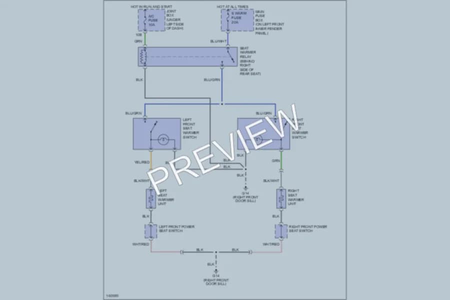 2002 Mazda Millenia Power Seats wiring diagram preview