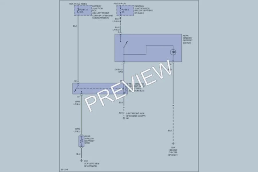 2002 Mazda Tribute Defoggers wiring diagram preview