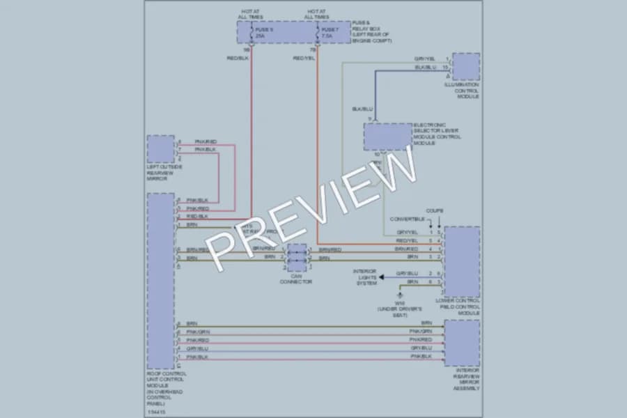 2002 MercedesBenz CLK430 Power Mirrors wiring diagram preview