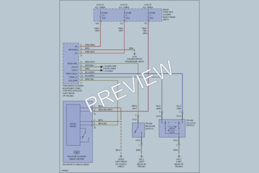 2002 MercedesBenz E320 Trunk Tailgate Fuel Door wiring diagram preview