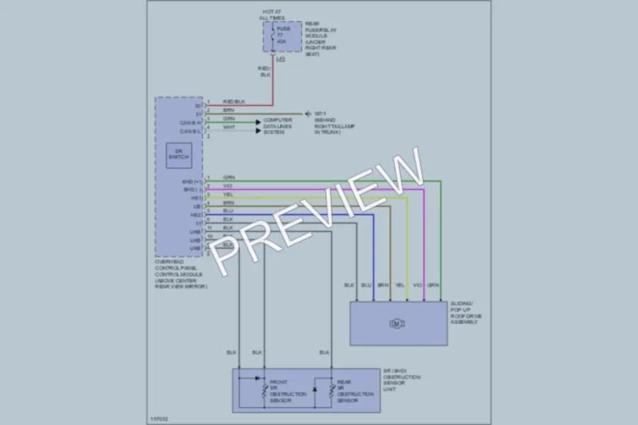 2002 MercedesBenz S500 Power Top Sunroof wiring diagram preview