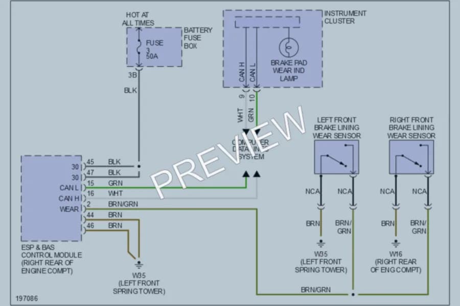 2002 MercedesBenz SLK230 Warning Systems wiring diagram preview