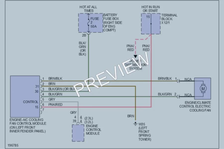 2002 MercedesBenz SLK320 Cooling Fan wiring diagram preview