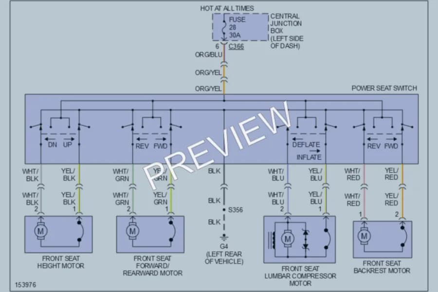 2002 Mercury Cougar Power Seats wiring diagram preview