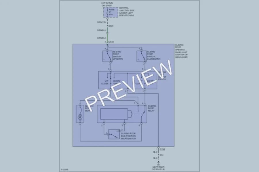 2002 Mercury Cougar Power Top Sunroof wiring diagram preview