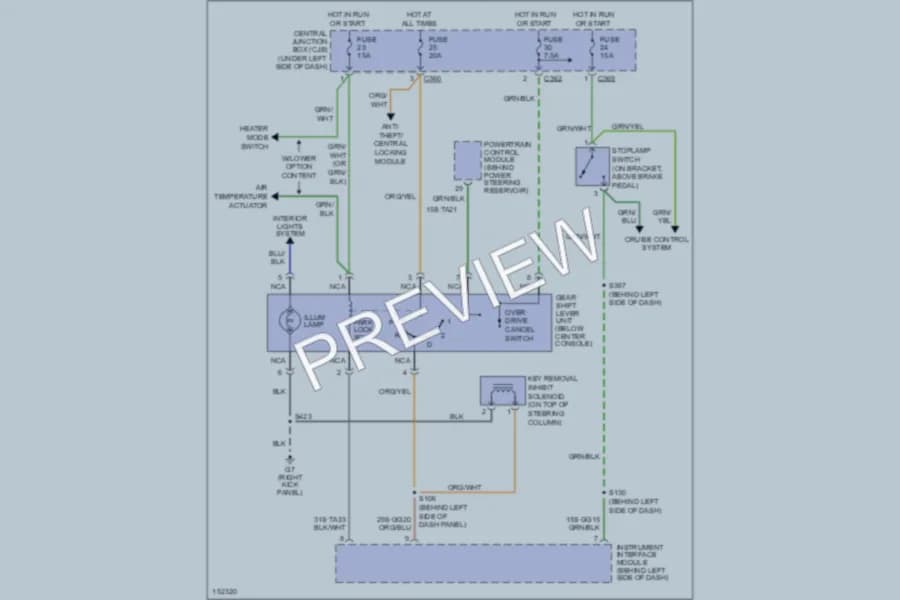 2002 Mercury Cougar Shift Interlock wiring diagram preview
