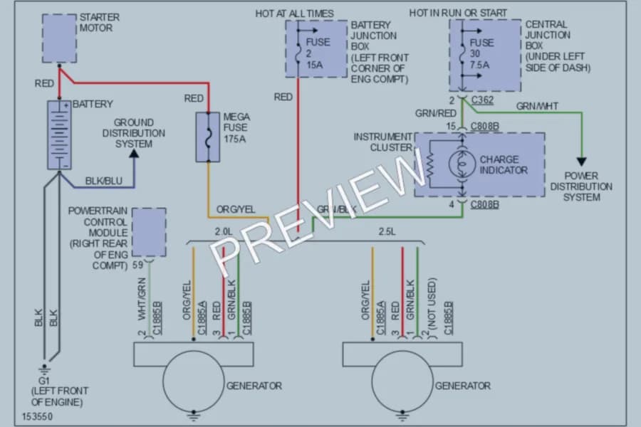 2002 Mercury Cougar Starting Charging wiring diagram preview