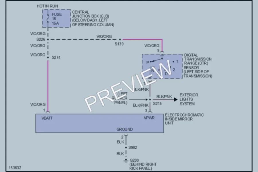 2002 Mercury GrandMarquis Power Mirrors wiring diagram preview