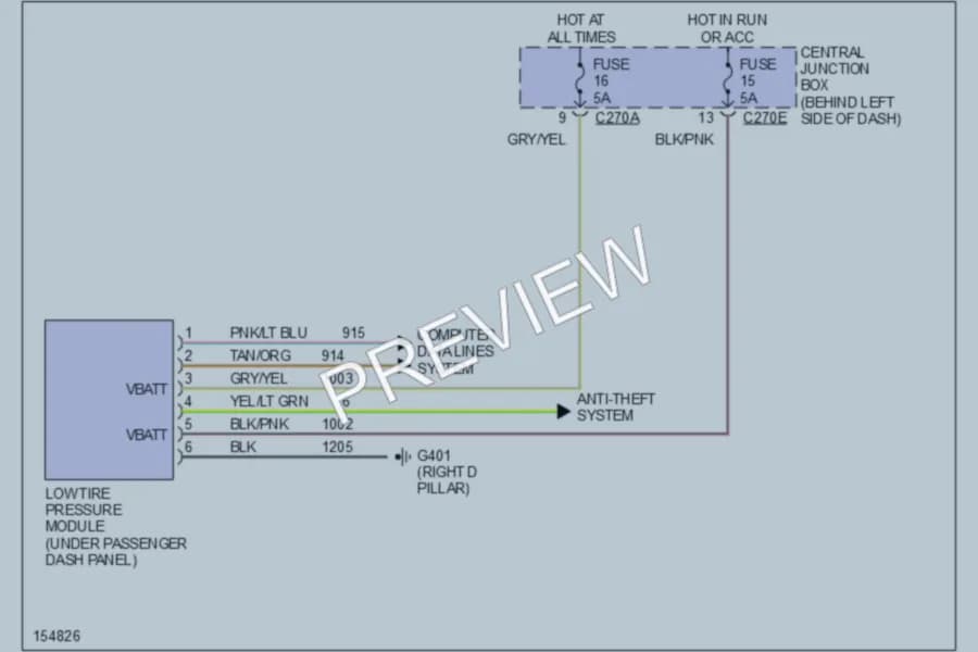 2002 Mercury Mountaineer Warning Systems wiring diagram preview