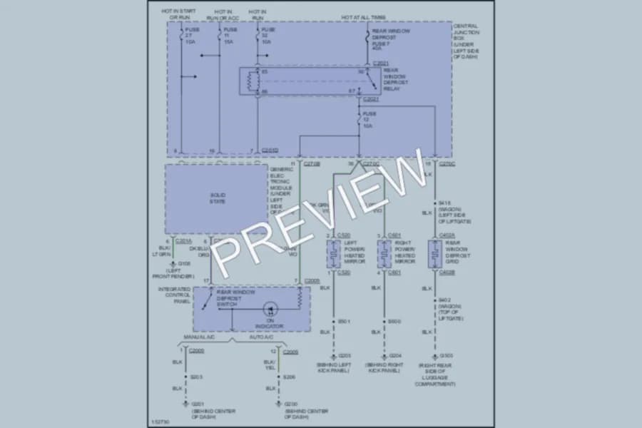 2002 Mercury Sable Defoggers wiring diagram preview