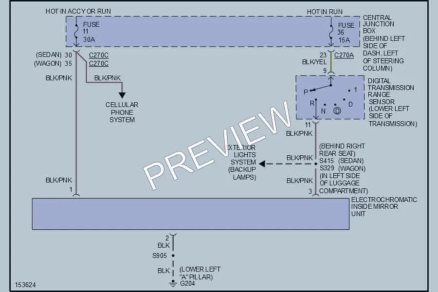2002 Mercury Sable Power Mirrors wiring diagram preview