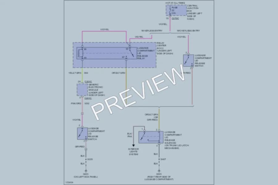 2002 Mercury Sable Trunk Tailgate Fuel Door wiring diagram preview