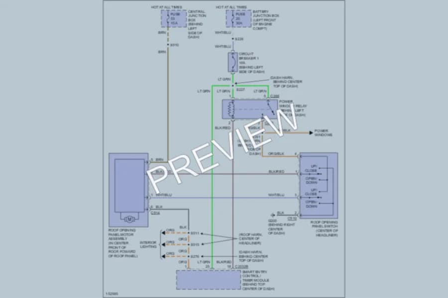 2002 Mercury Villager Power Top Sunroof wiring diagram preview