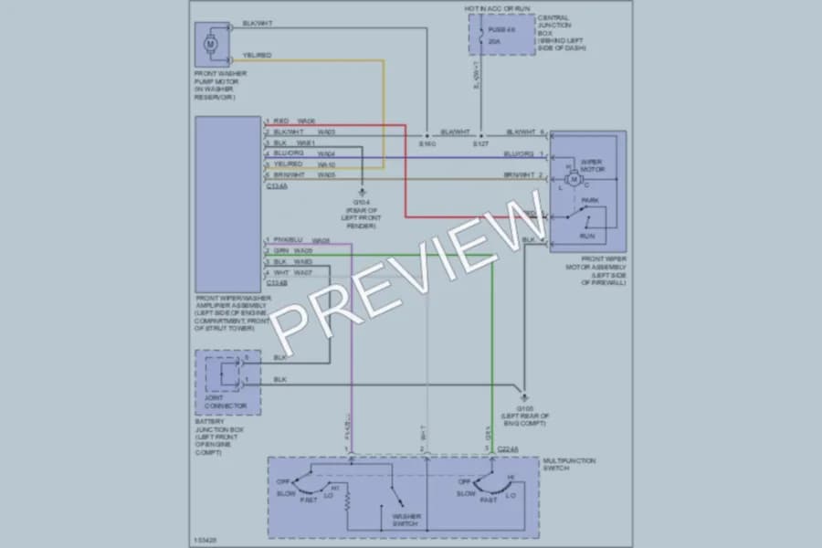 2002 Mercury Villager Wiper Washer wiring diagram preview