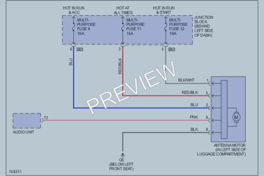 2002 Mitsubishi Diamante Power Antenna wiring diagram preview