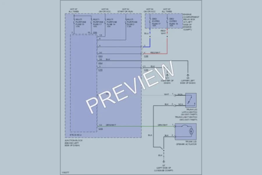 2002 Mitsubishi Galant Trunk Tailgate Fuel Door wiring diagram preview