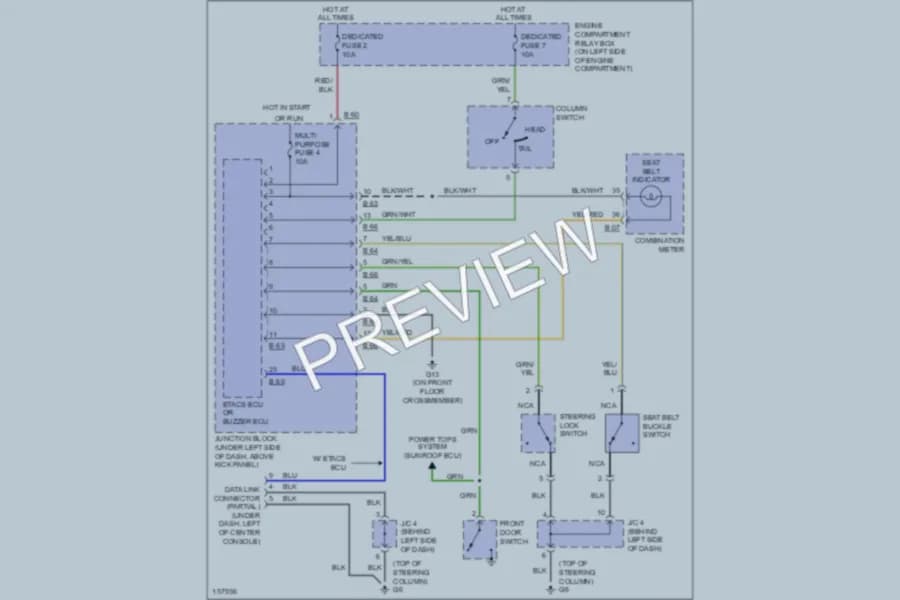2002 Mitsubishi Mirage Warning Systems wiring diagram preview