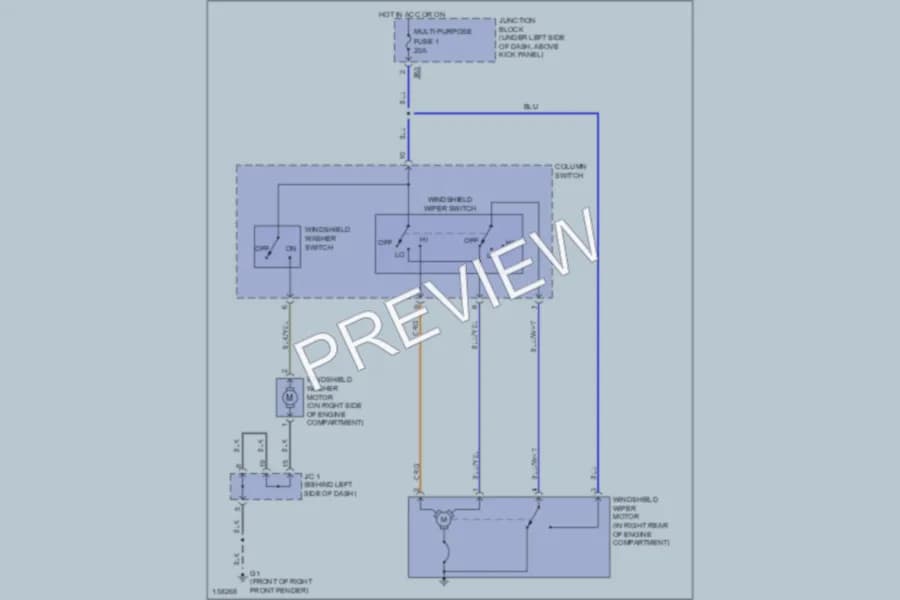 2002 Mitsubishi Mirage Wiper Washer wiring diagram preview