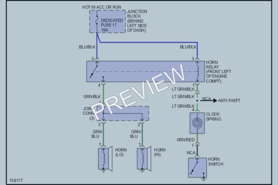 2002 Mitsubishi Montero Horn wiring diagram preview