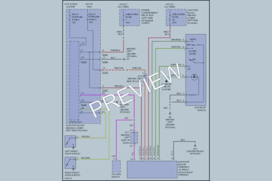 2002 Mitsubishi Montero Power Top Sunroof wiring diagram preview