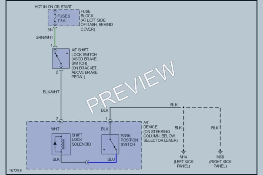 2002 Nissan Frontier Shift Interlocks wiring diagram preview