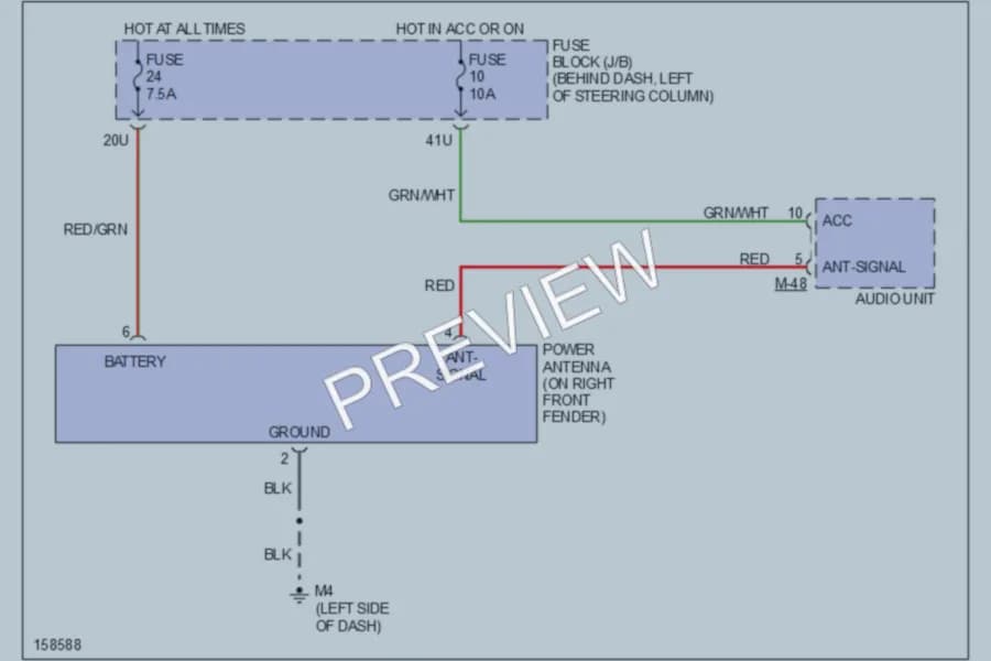 2002 Nissan Pathfinder Power Antenna wiring diagram preview