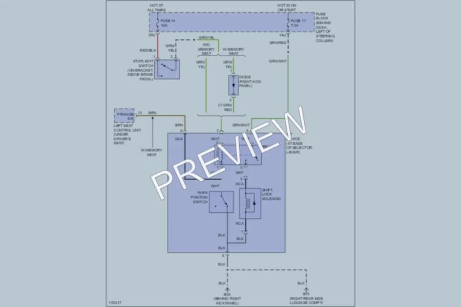 2002 Nissan Pathfinder Shift Interlocks wiring diagram preview