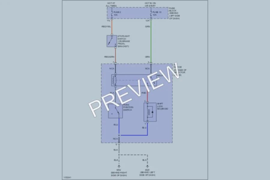 2002 Nissan Sentra Shift Interlocks wiring diagram preview
