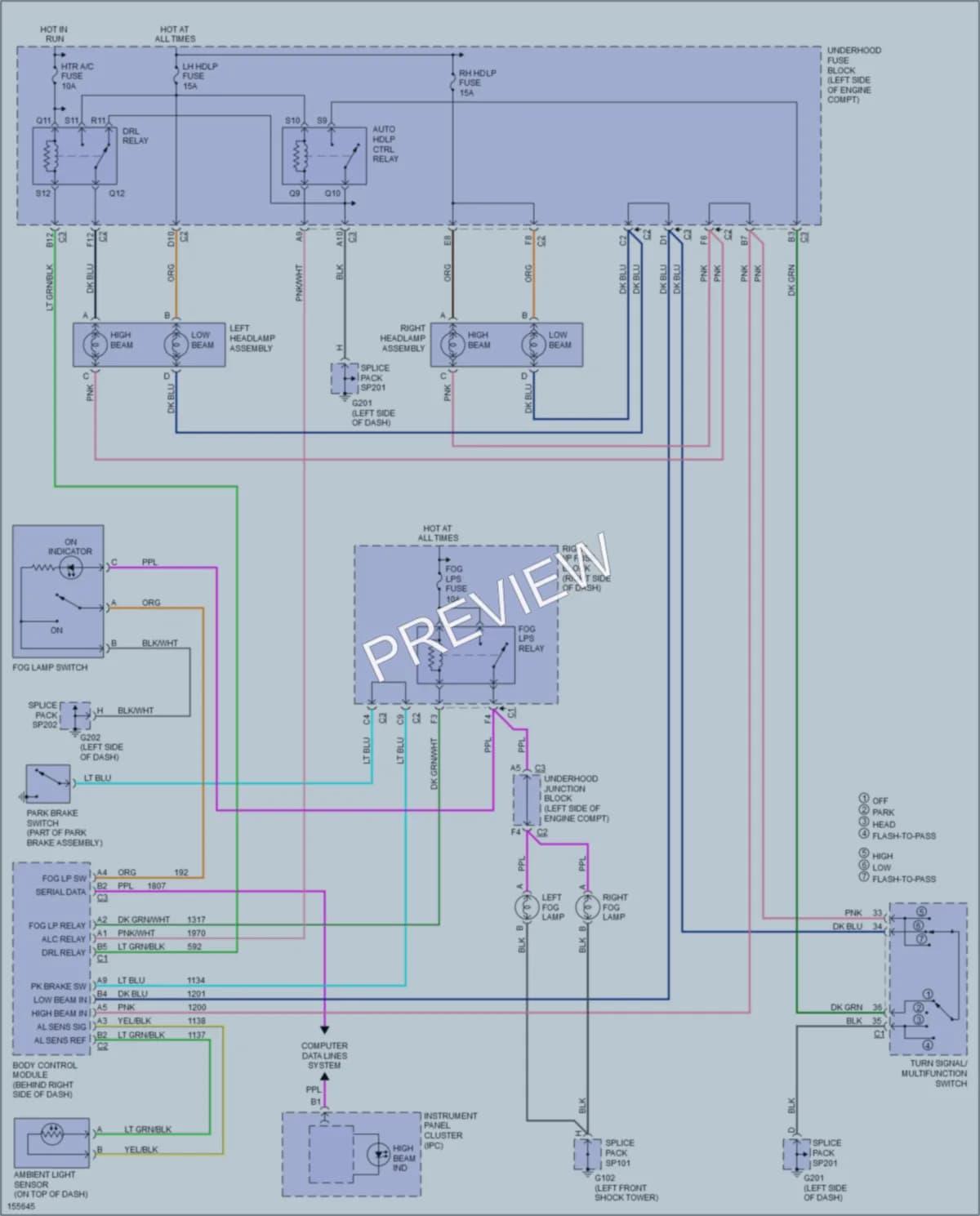 2002 Oldsmobile Alero Headlights wiring diagram preview
