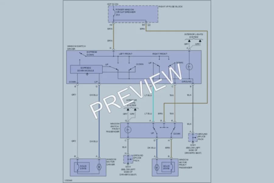2002 Oldsmobile Alero Power Windows wiring diagram preview
